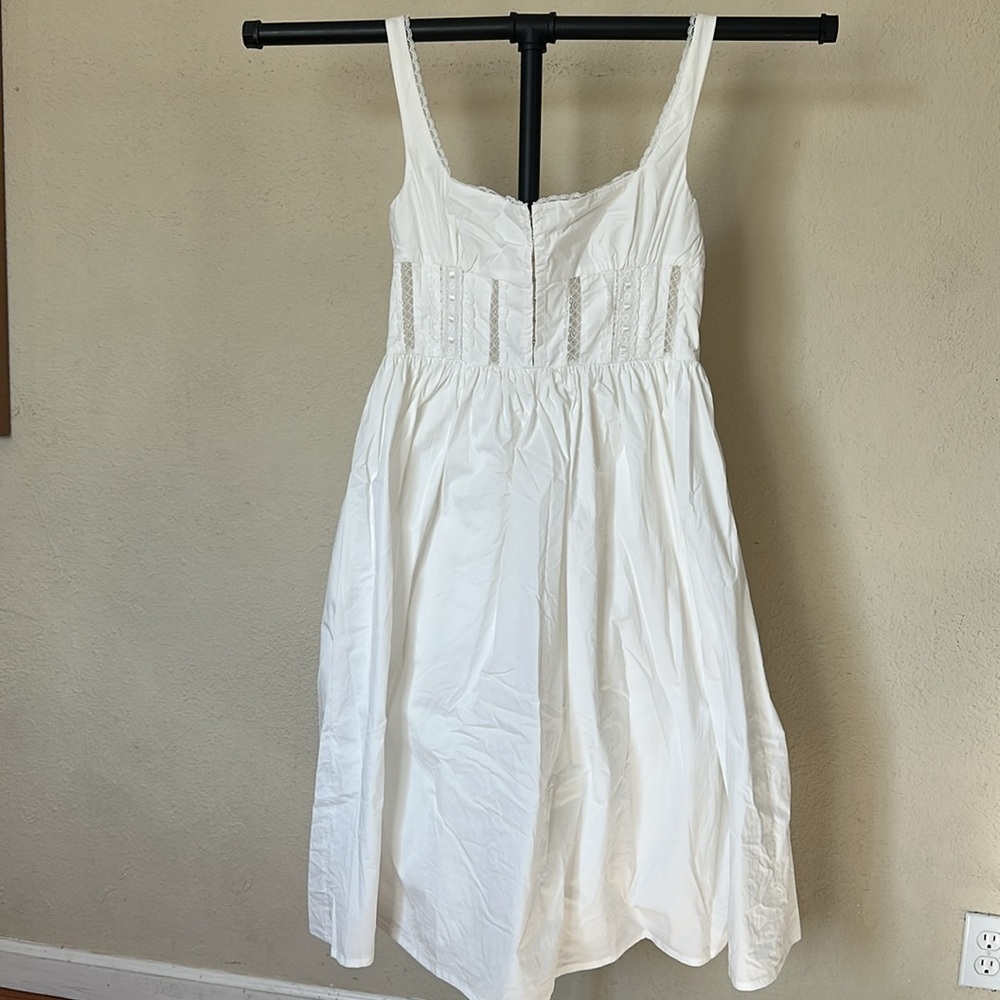 House of CB 'Perle’ White Lace Trim Midi Dress NWOT size L - Picture 5 of 14